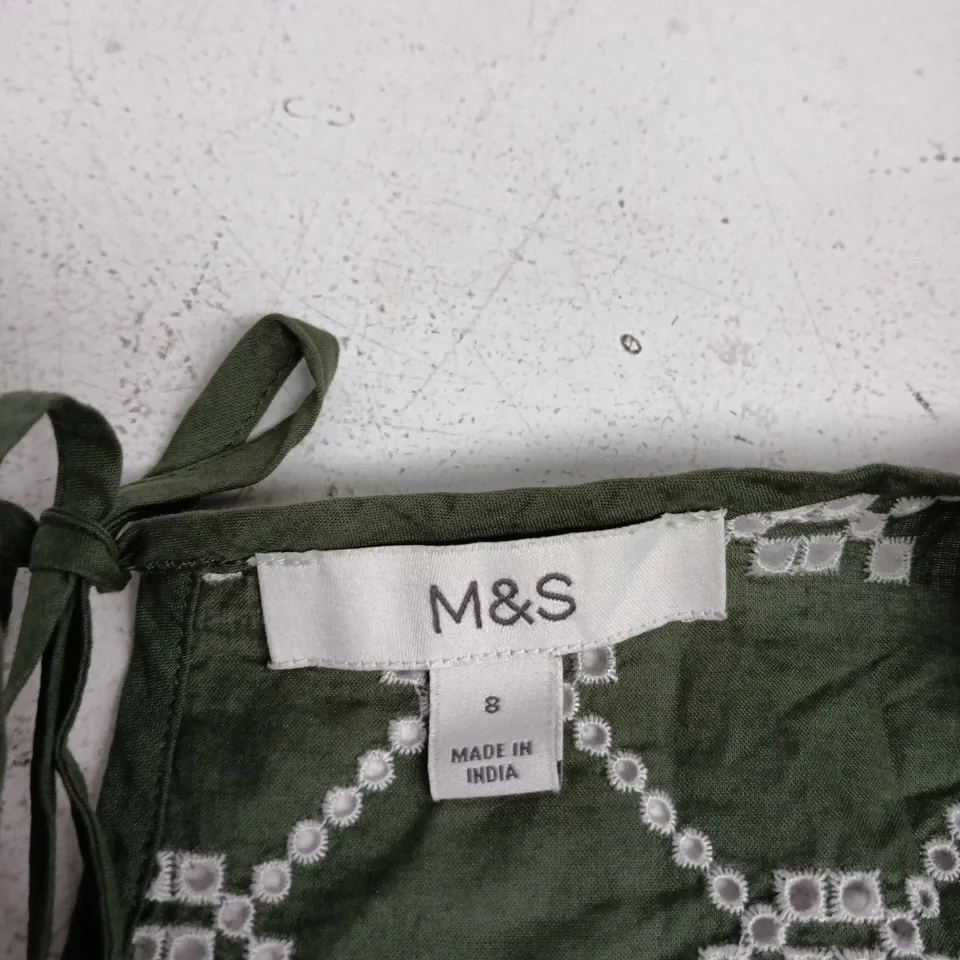 M&S WOMEN'S GREEN EMBROIDERED DRESS – UK 8 (MADE IN INDIA)