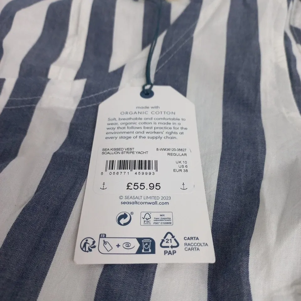 SEASALT CORNWALL WOMEN'S STRIPED VEST TOP – NAVY & WHITE, UK 10