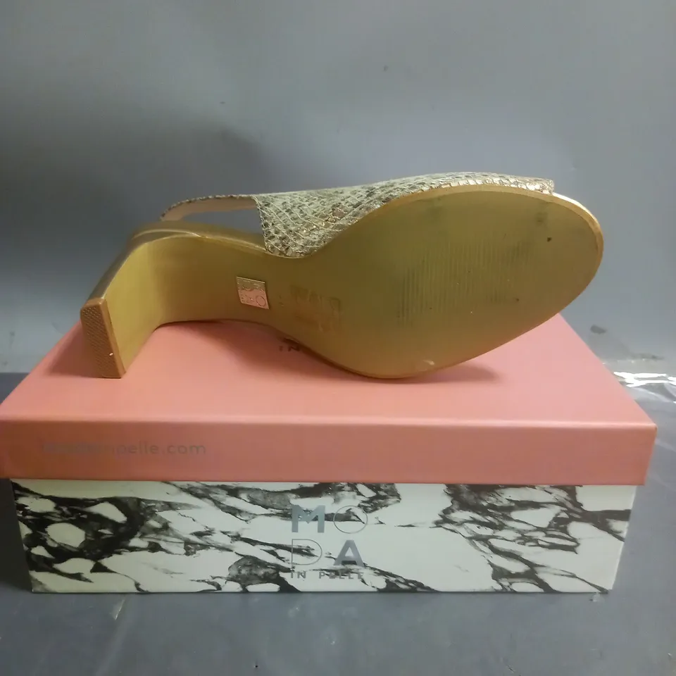 MODA IN PELLE CHRISSI SNAKE PRINT SLING BACK SANDALS ROSE GOLD SIZE EU 40