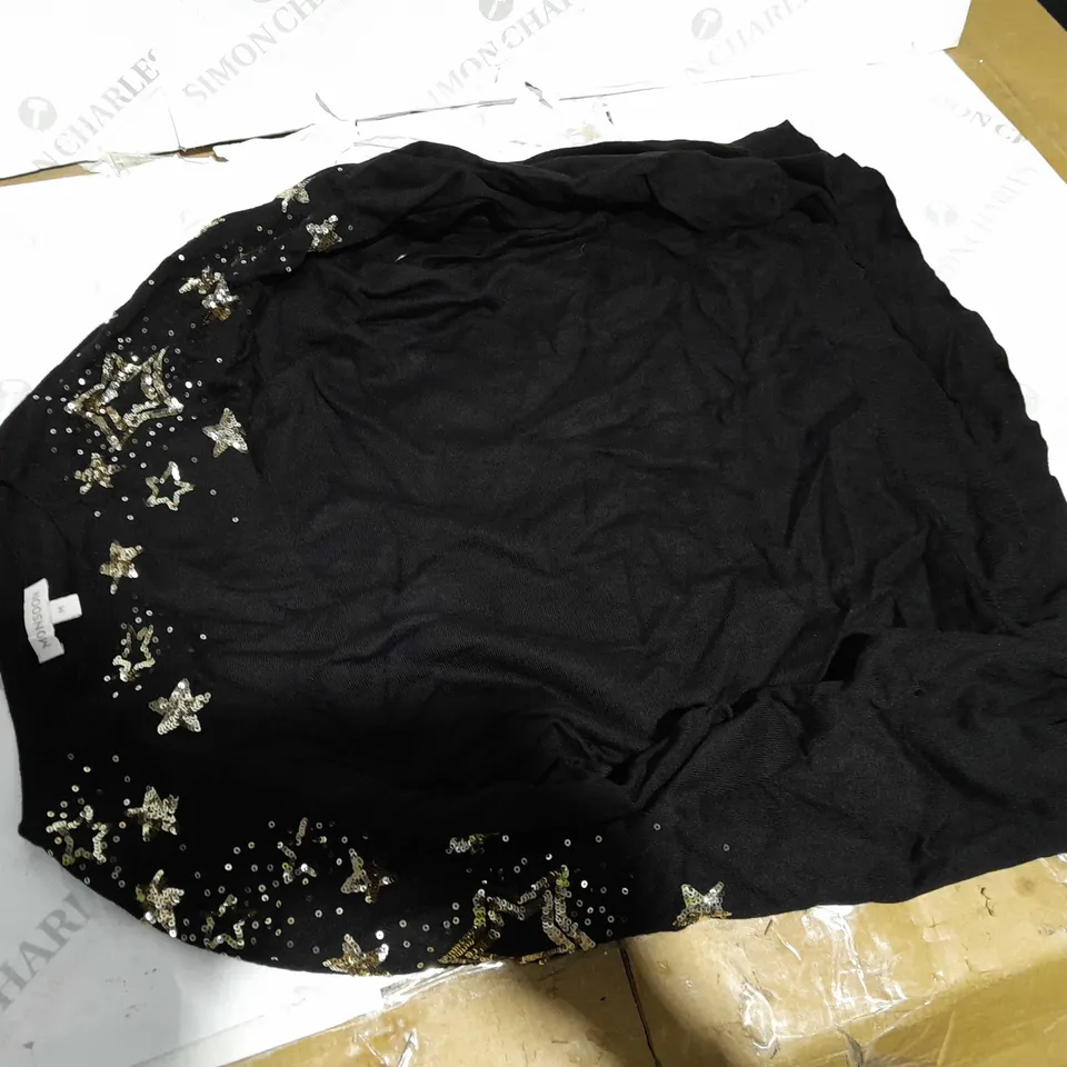 MONSOON SEQUIN STAR JUMPER BLACK SIZE M