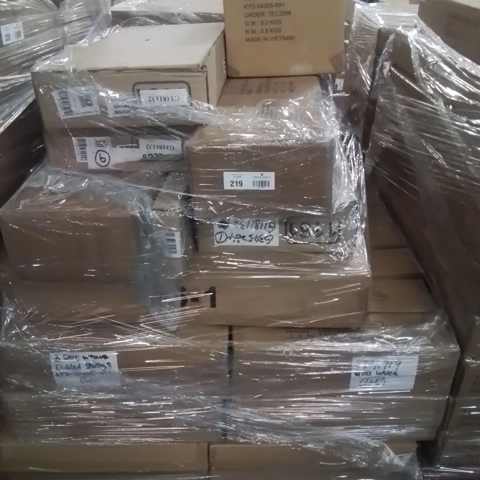 PALLET CONTAINING LARGE QUANTITY OF TV AND STORAGE UNITS