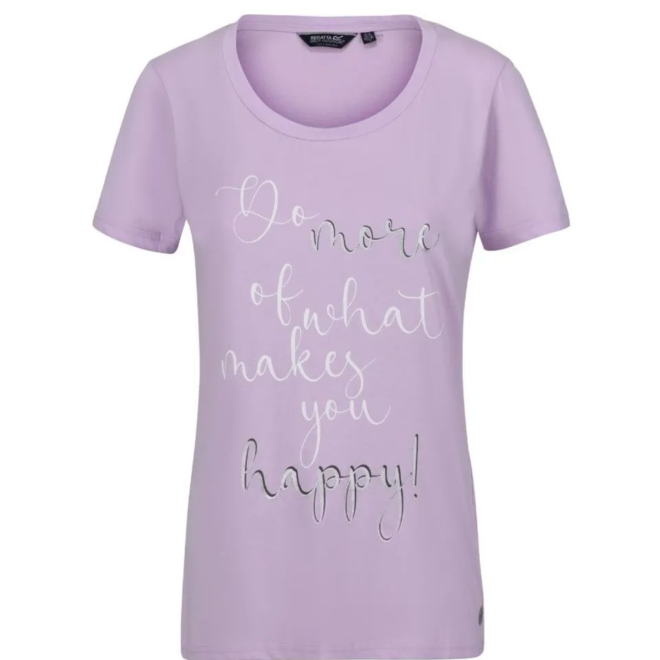 REGATTA WOMENS FILANDRA VII PRINTED SHORT SLEEVE CREW NECK T-SHIRT TOP TEE PASTEL LILAC SIZE 10