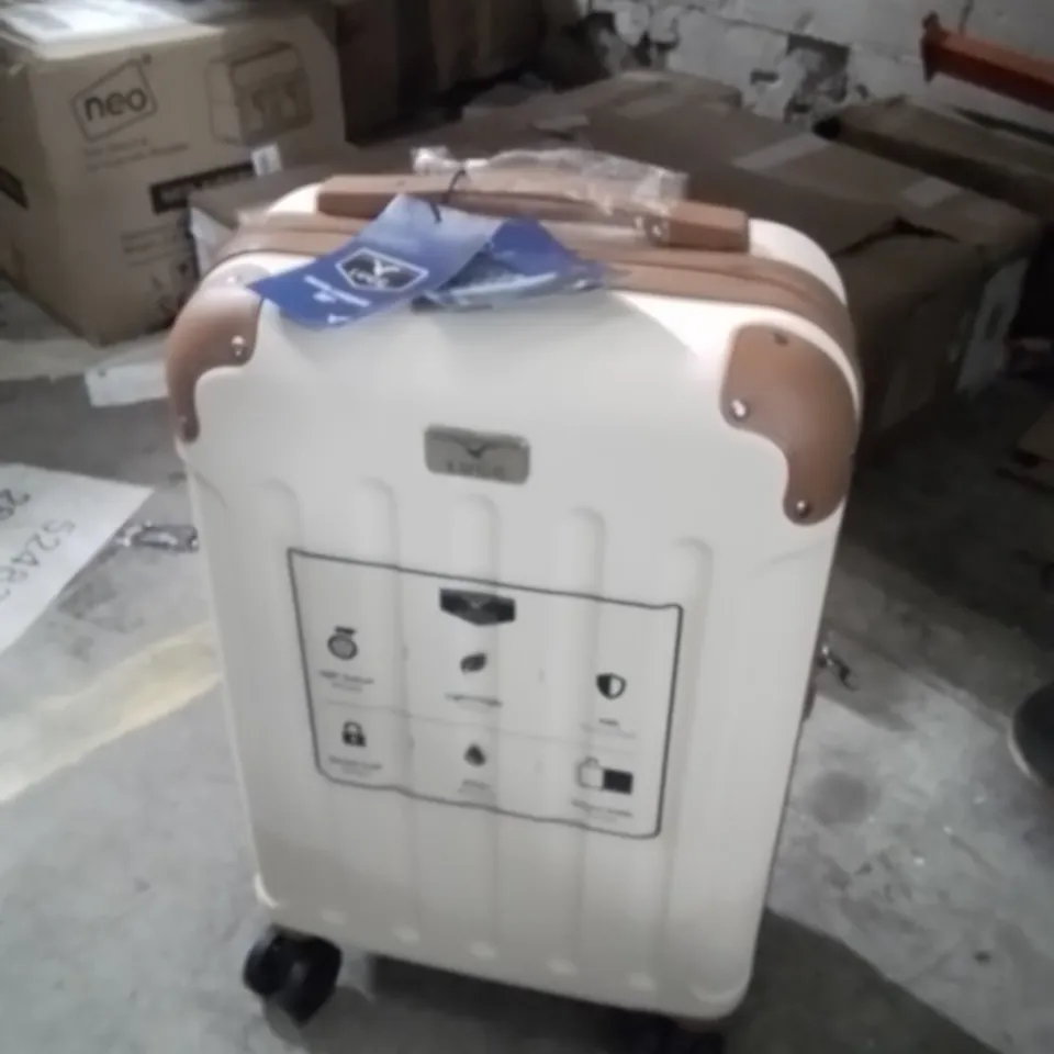 LUGG TRAVEL LUGGAGE SUITCASE CREAM AND BROWN