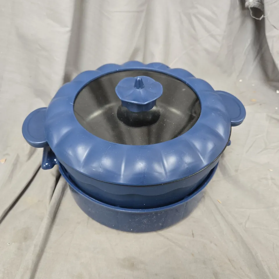BOXED BLISS & BEYOND ELECTRIC HOT POT WITH STEAMER IN NAVY