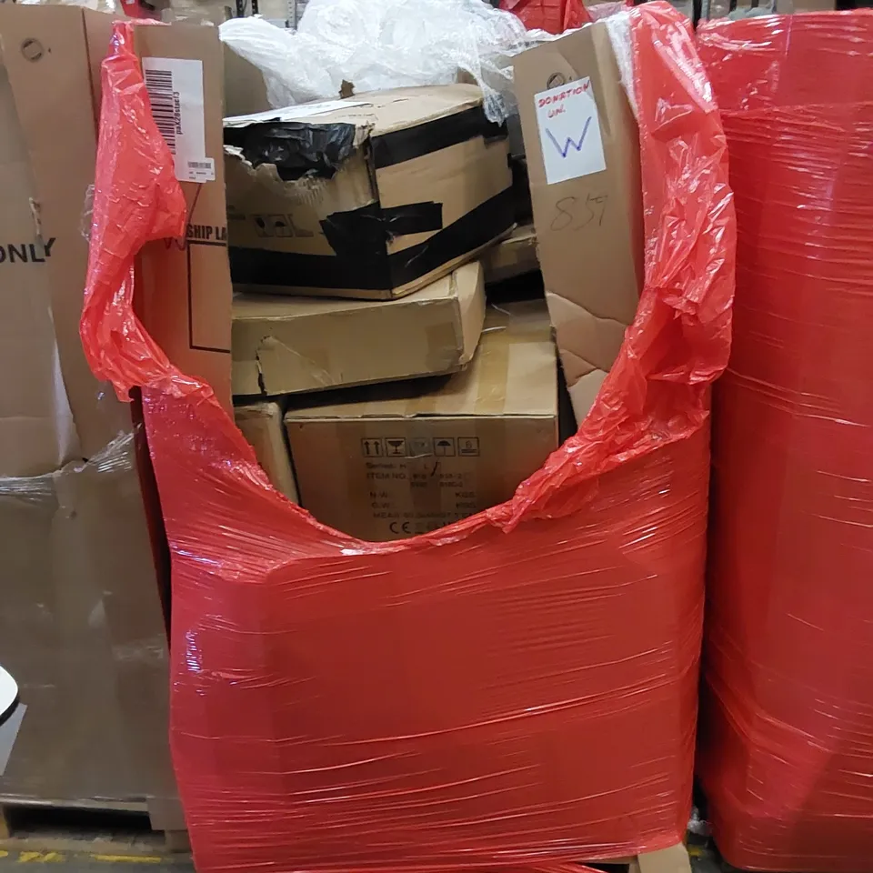 PALLET TO CONTAIN ASSORTED HOUSEHOLD ITEMS AND CONSUMER PRODUCTS. INCLUDING BOXED FURNITURE ETC 