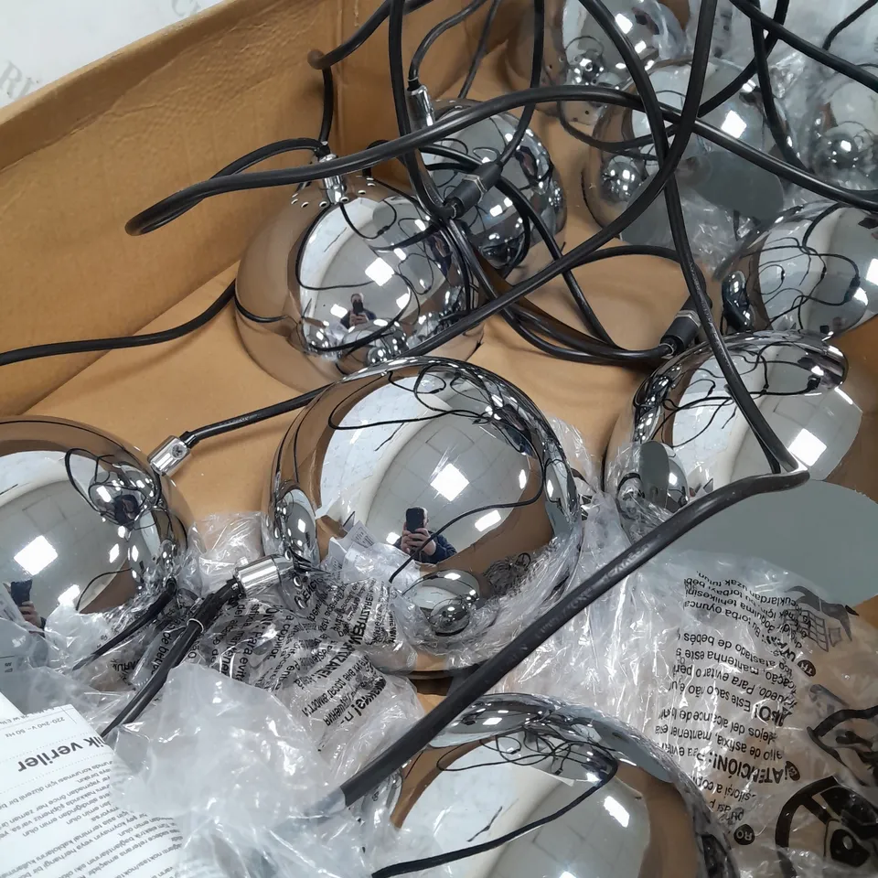 GOODHOME ROCCHETA CHROME EFFECT 5 LAMP PENDANT CEILING LIGHT