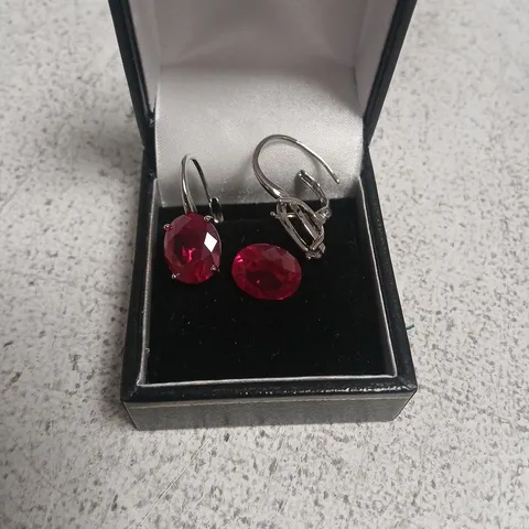 DIAMONIQUE EDIT RUBY LEVERBACK EARRINGS