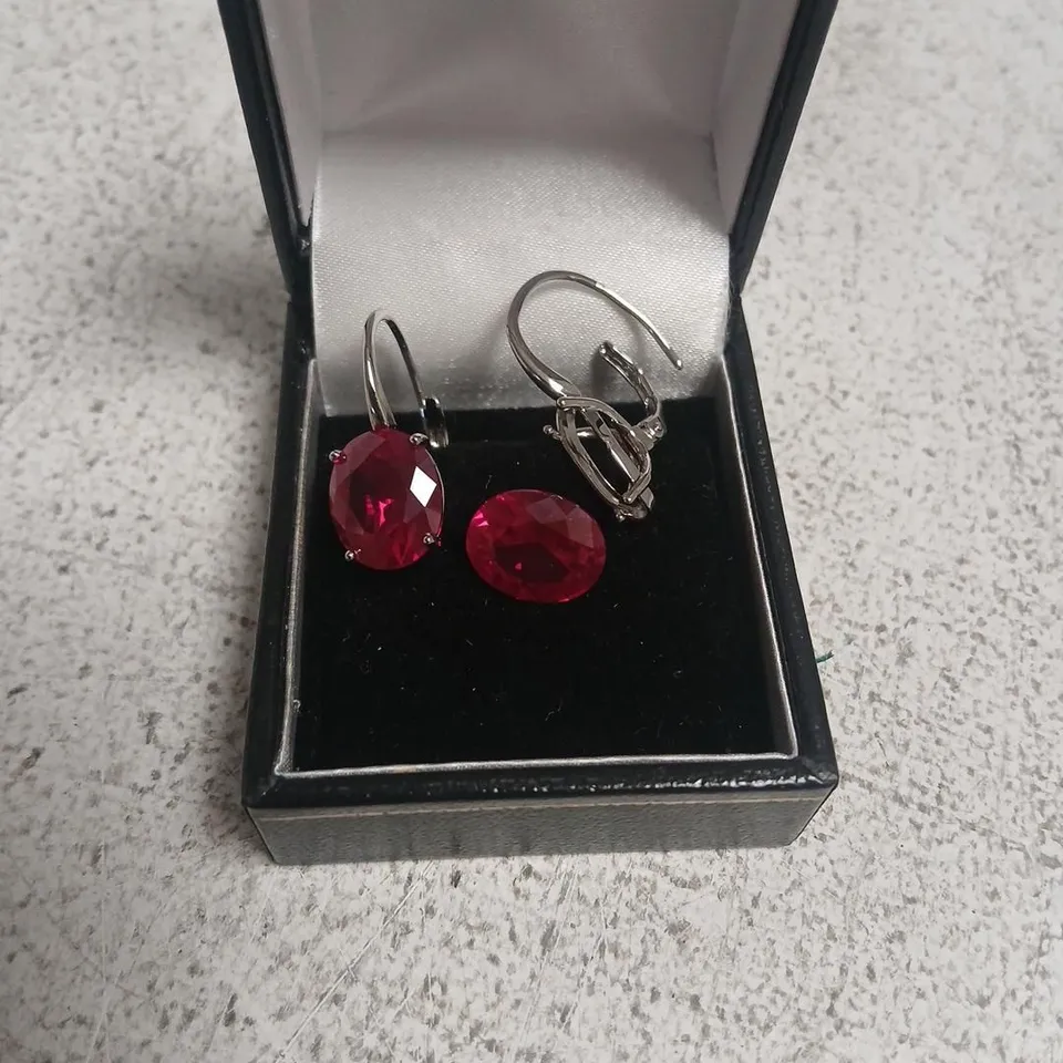 DIAMONIQUE EDIT RUBY LEVERBACK EARRINGS