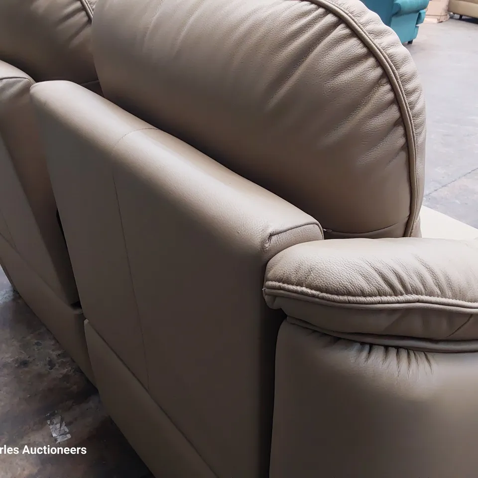 QUALITY BRITISH DESIGNER G PLAN JACKSON POWER RECLINING TWO SEATER SOFA CAMBRIDGE SAND LEATHER 