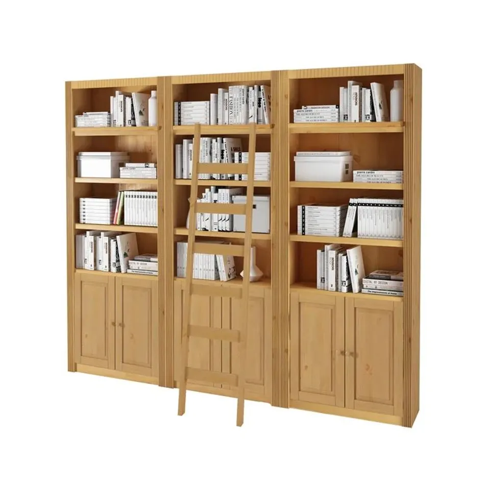 BOXED ELONA 213CM H × 245CM W SOLID WOOD LIBRARY BOOKCASE (3 BOXES)