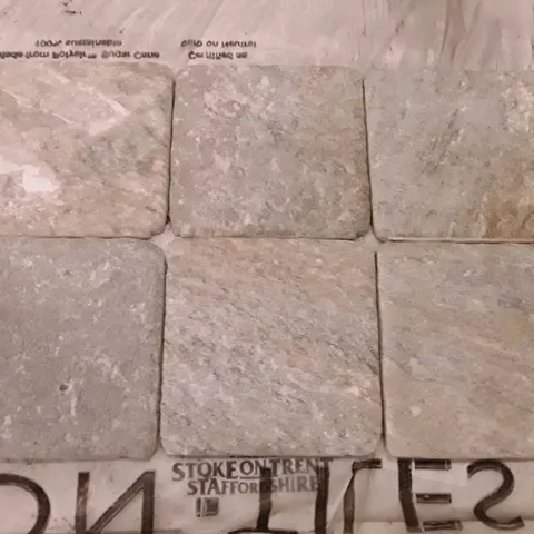 PALLET OF APPROXIMATELY 84 BRAND NEW CARTONS OF 100 OYSTER STONE EFFECT TILES - 10X10X0.65CM