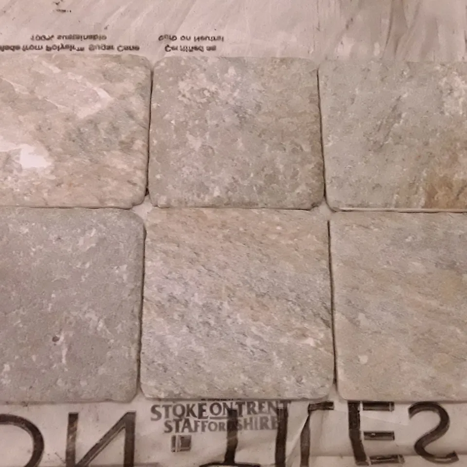 PALLET OF APPROXIMATELY 84 BRAND NEW CARTONS OF 100 OYSTER STONE EFFECT TILES - 10X10X0.65CM