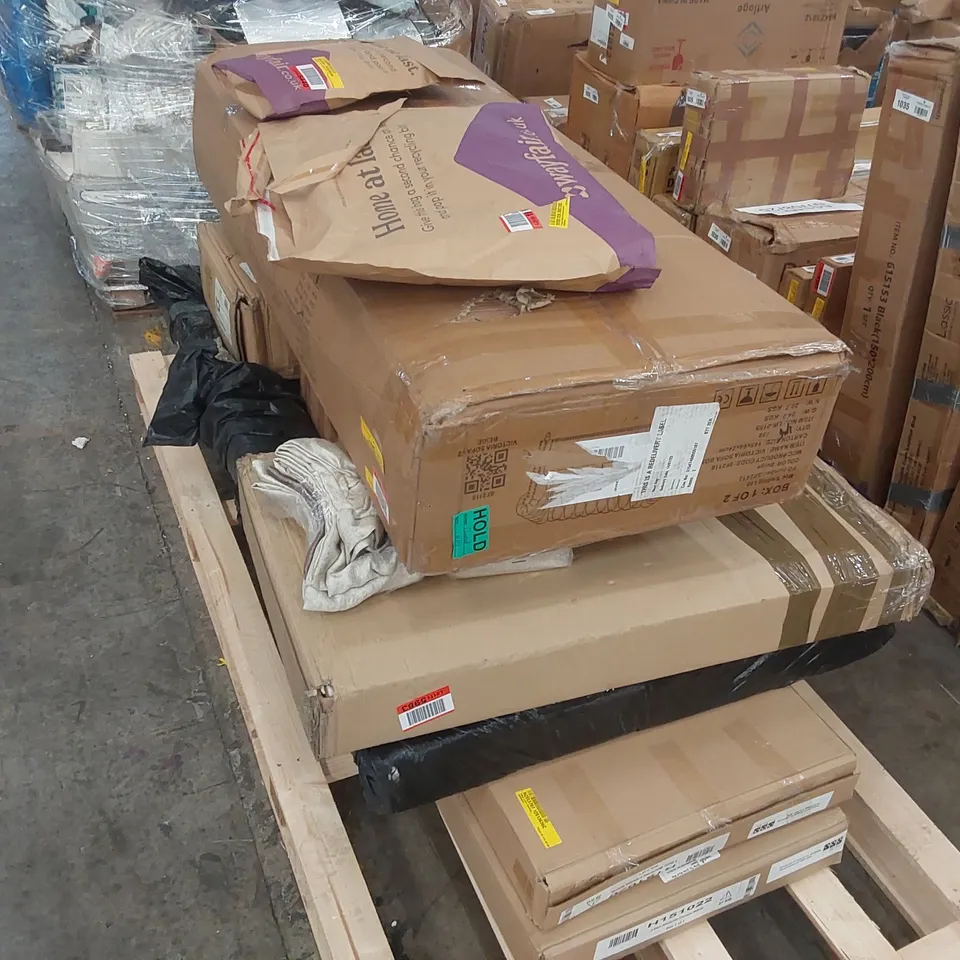 PALLET OF ASSORTED CONSUMER PRODUCTS/FURNITURE PARTS 