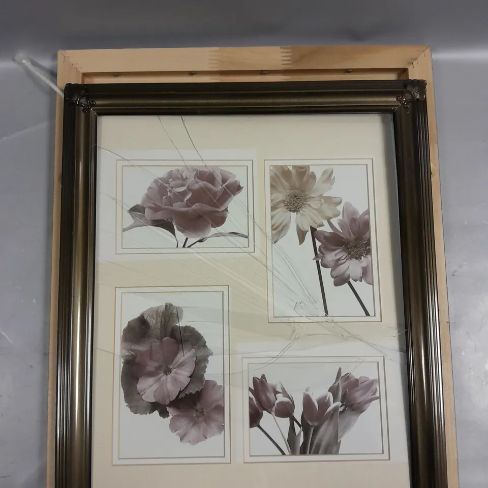 FRAMED QUARTET OF FLOWERS PRINT 