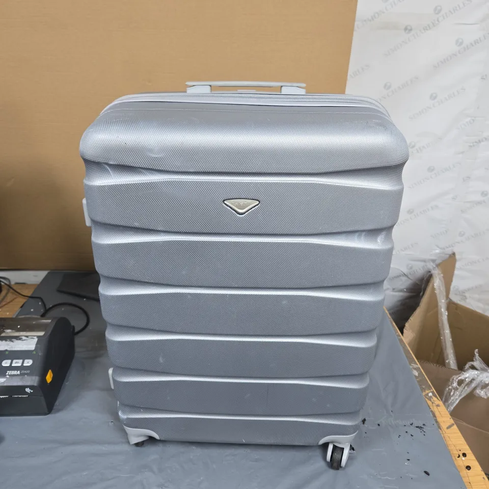 FLIGHT KNIGHT HARD-SHELL SUITCASE, SILVER/GREY, FOUR-WHEEL SPINNER LUGGAGE CASE