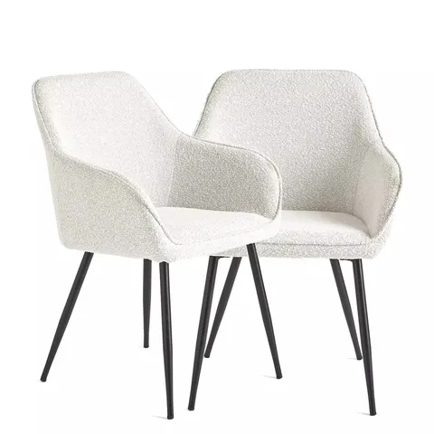 ALISHA PAIR OF BOUCLE DINING CHAIRS - COLLECTION ONLY