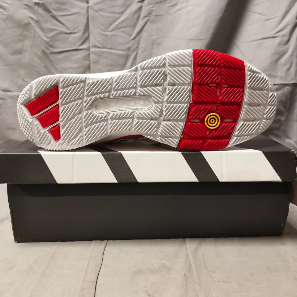 BOXED PAIR OF ADIDAS CRAZYQUICJ BOOST TRAINERS IN WHITE/BLACK/RED SIZE UK 11.5