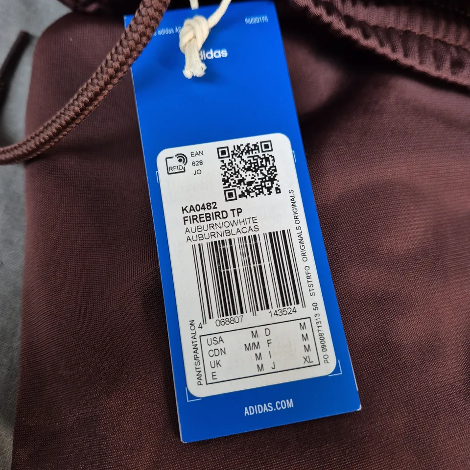 ADIDAS FIREBIRD TRACK PANTS – AUBURN/WHITE, UK M