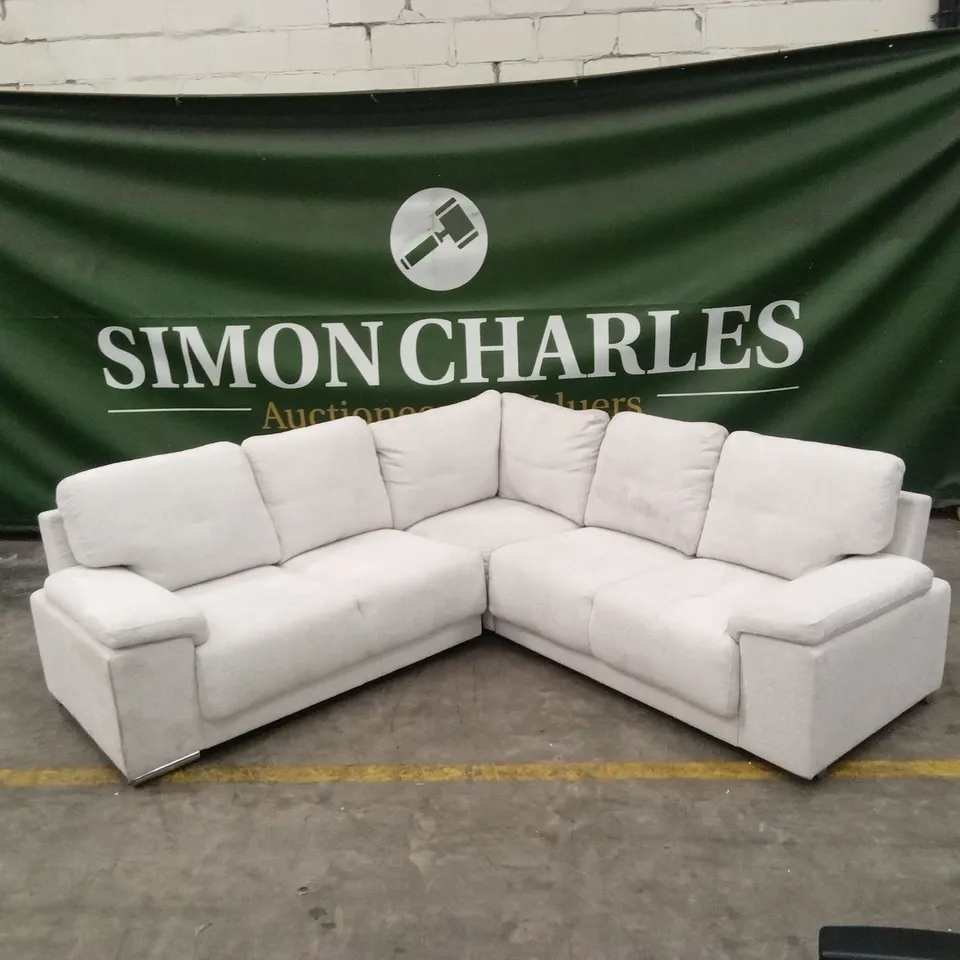 KANSAS CORNER SOFA, IVORY WOVEN CHENILLE FABRIC