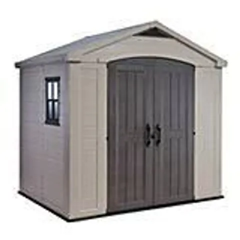 BOXED KETER FACTOR 8X6 GARDEN SHED (2 BOXES)