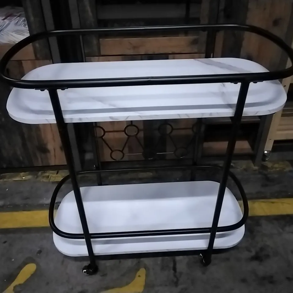 AHMARRIA 2-TIER BAR CART ON WHEELS WITH WINE RACK AND GLASS HOLDER