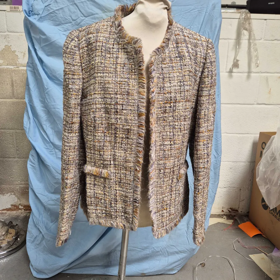 BASLER TWEED JACKET WITH FRINGE TRIM, UK 10 (EU 38)