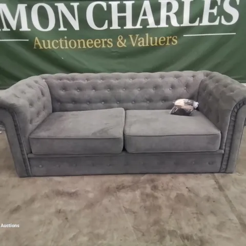 QUALITY DESIGNER BUTTON BACK FABRIC UPHOLSTERED CHESTERFIELD SOFA