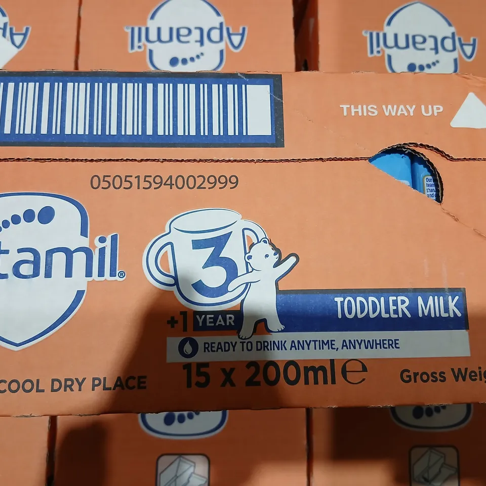 PALLET OF APPROXIMATELY 90 PACKS OF 15 X 200ML APRAMIL TODDLER MILK- PAST SELL BY DATE