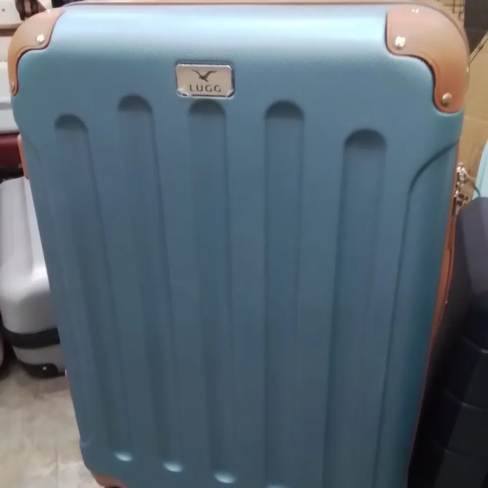LUGG TRAVEL SUITCASE TEAL WITH BROWN 