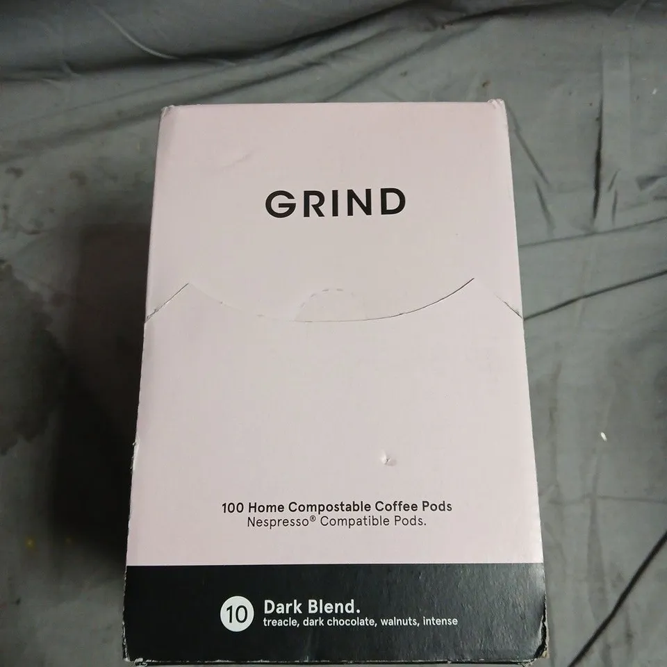 GRIND 100 HOME COMPOSTABLE COFFEE PODS – NESPRESSO COMPATIBLE, DARK BLEND