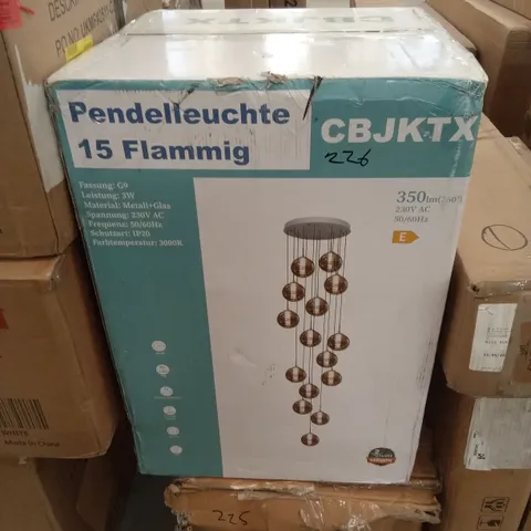 BOXED 15-LIGHT PENDANT CEILING LIGHT (1 BOX)