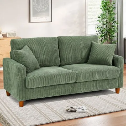 BOXED YOLEO 2-SEATER CORDUROY SOFA - GREEN (1 BOX)