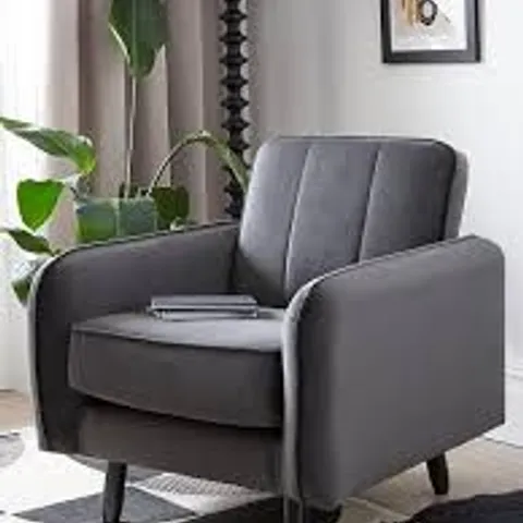 BOXED JENNIFER COMPACT FABRIC ARMCHAIR - GREY (1 BOX)
