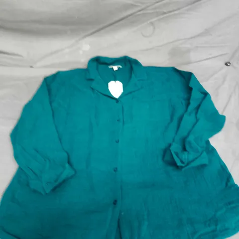 SEASALT CORNWALL WOMEN'S TEAL SHIRT - ORGANIC COTTON, UK 12