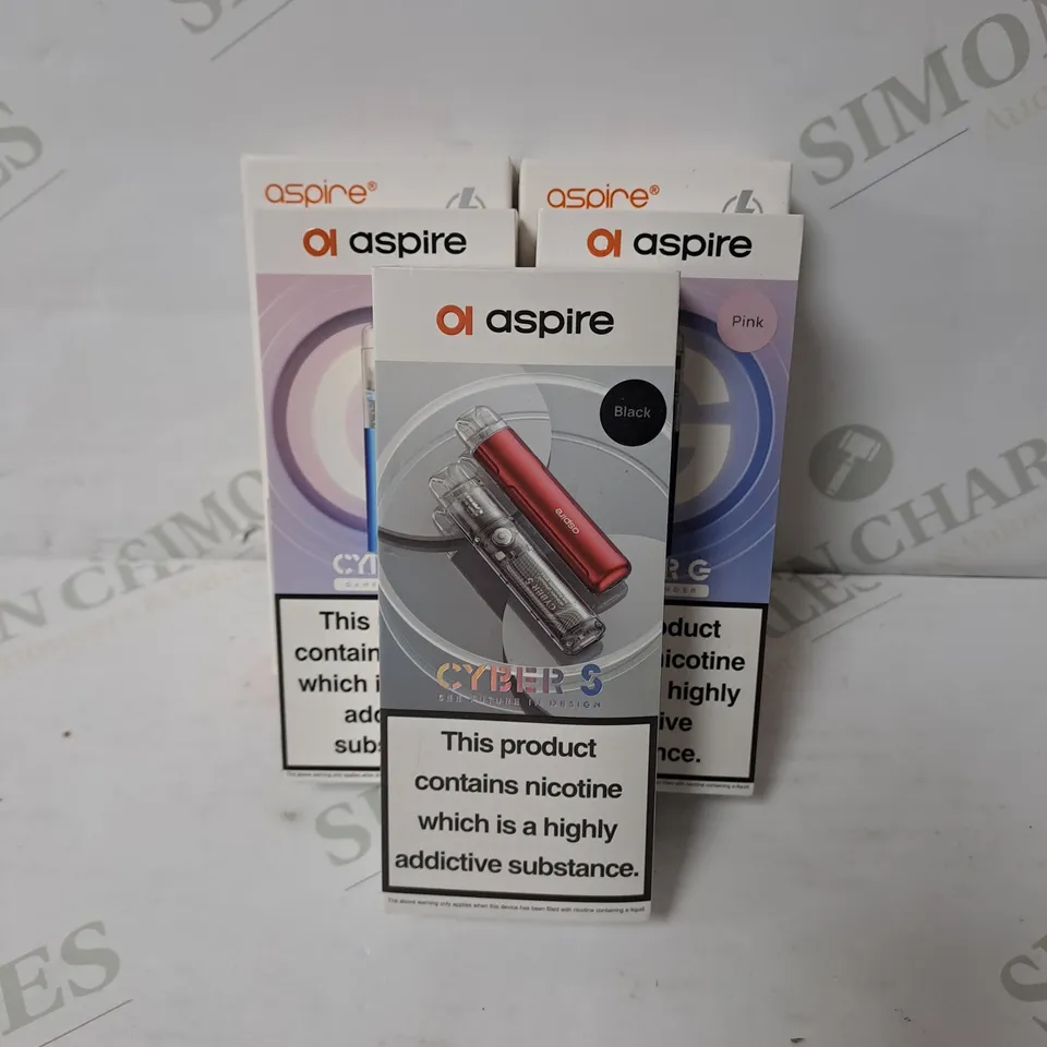 5 BOXED ASPIRE VAPE KITS TO INCLUDE FLEXUS Q, CYBER S, CYBER G 