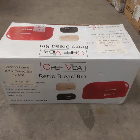BOXED WILDON HOME RETRO BREAD BIN - BLACK (1 BOX)