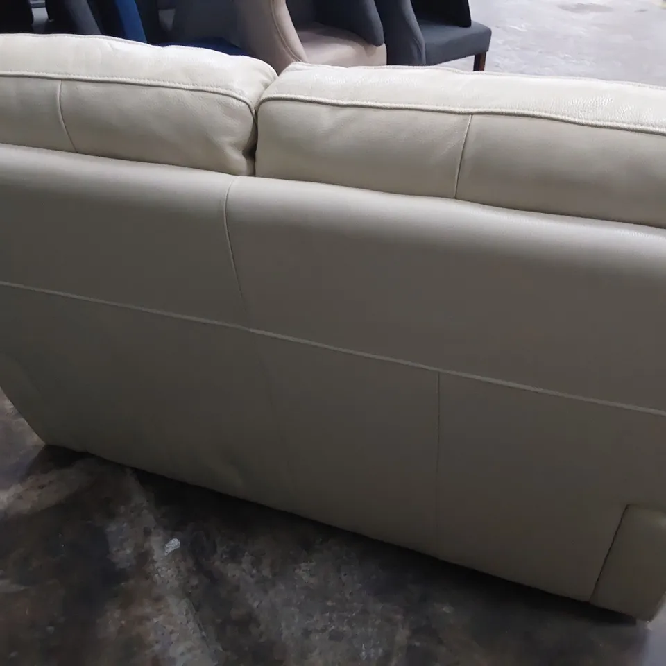 QUALITY DESIGNER TWO SEATER SOFA CREAM LEATHER 