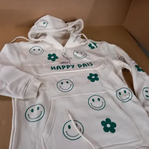 HAPPY FACE CREAM QUARTER ZIP HOODIE