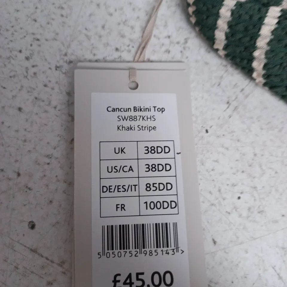 BRAVISSIMO CANCUN BIKINI TOP – KHAKI STRIPE, UK 38DD