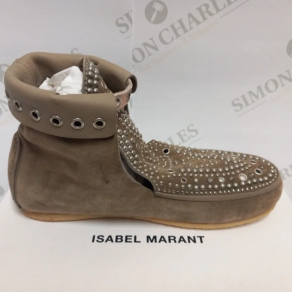 BOXED PAIR OF ISABEL MARANT MORLEY STUDDED SHOES TAUPE SIZE 40