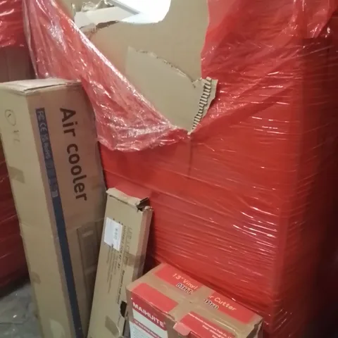 PALLET OF ASSORTED HOUSEHOLD GOODS AND PRODUCTS TO INCLUDE;VINYL FLOOR CUTTER,WALL MOUNT,AIR COOLER 