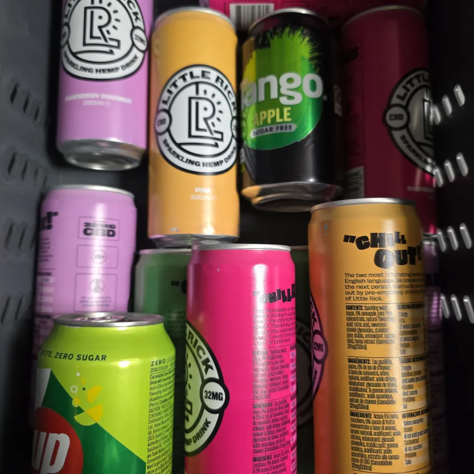 APPROXIMATELY 10 ASSORTED FOOD/DRINK PRODUCTS TO INCLUDE GARAM MASALA, 7UP, HEMP DRINKS ETC 