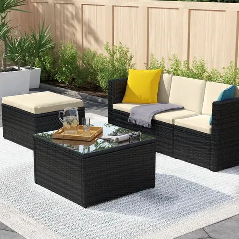 BOXED MYAH 4 PERSON OUTDOOR SEATING GROUP WITH CUSHIONS (2 BOXES)