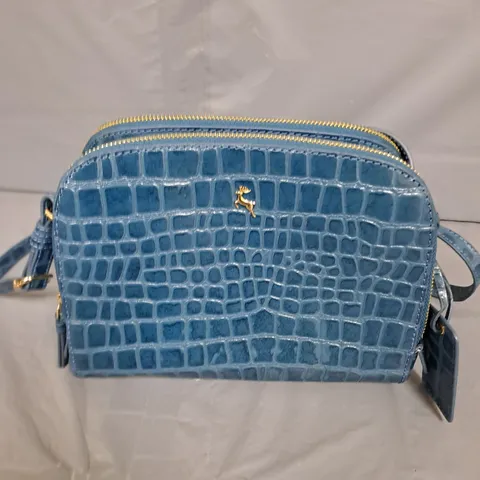 ASHWOOD CROC LEATHER SMALL HALF MOON CROSS-BODY - TEAL