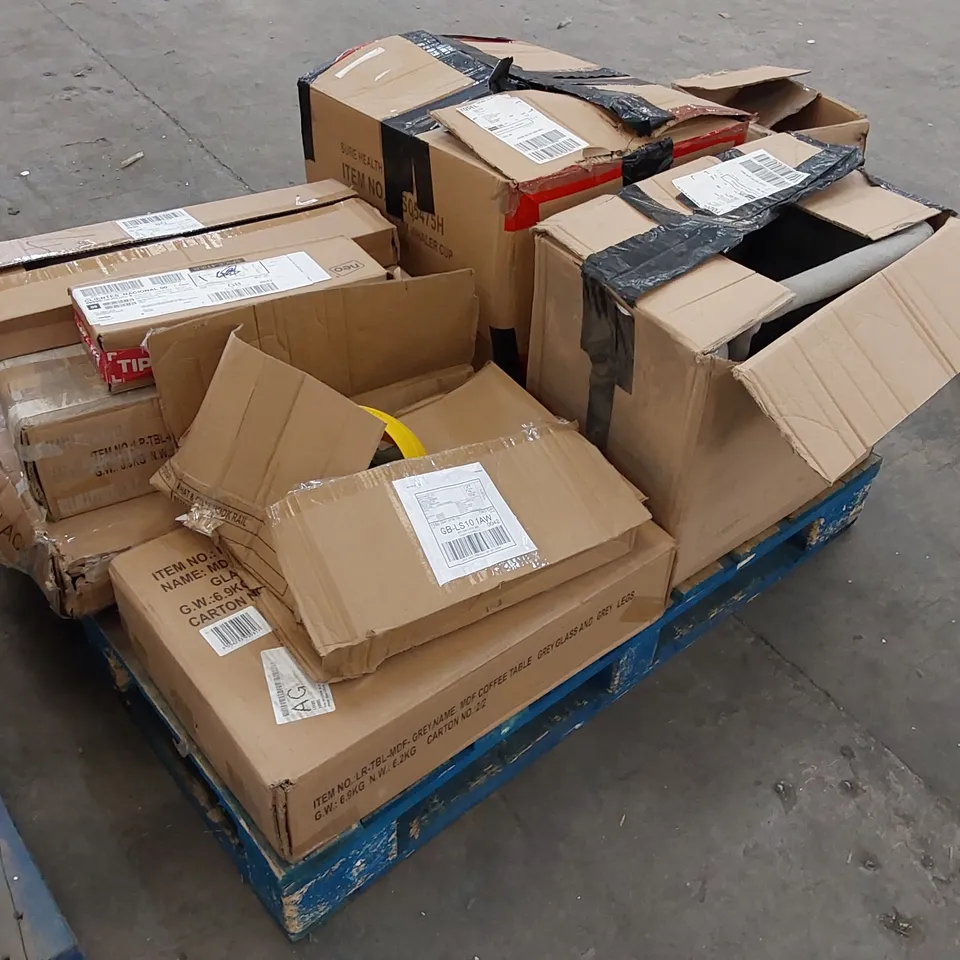 PALLET OF ASSORTED FURNITURE PARTS AND CONSUMER GOODS 