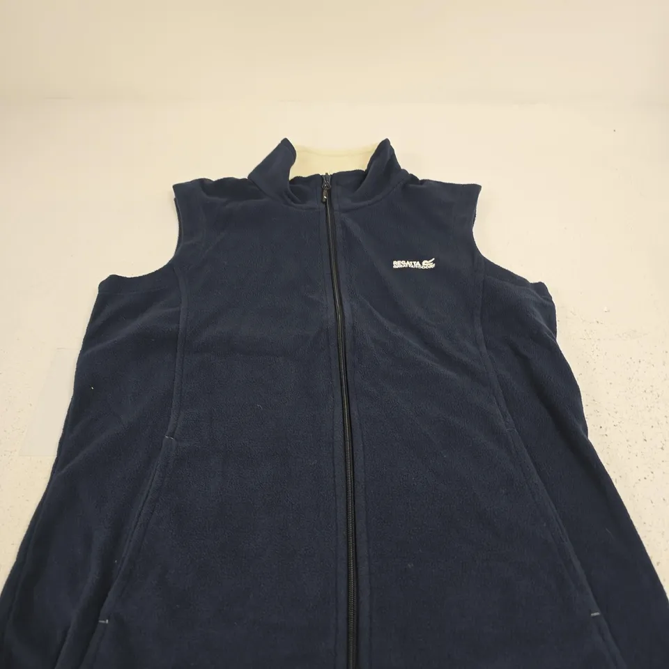 REGATTA GREAT OUTDOORS NAVY FLEECE GILET VEST – UK 10 (EU 38) – SLEEVELESS, ZIP FRONT