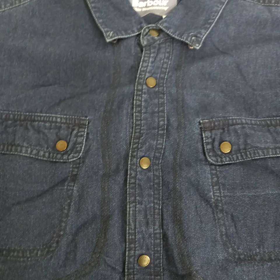 BARBOUR FAUX DENIM SHIRT IN NAVY - MEDIUM