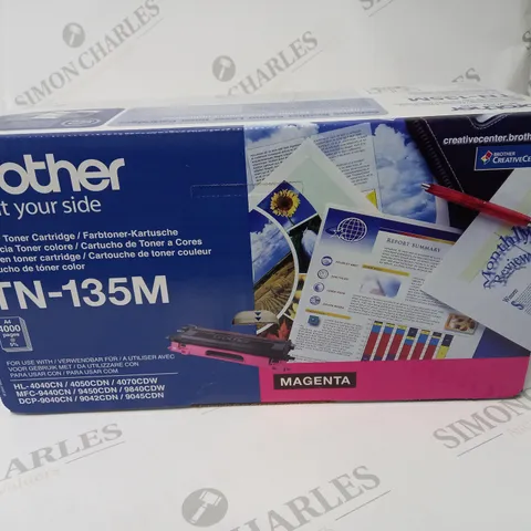 LOT OF 4 BROTHER TN-135M COLOUR TONER CARTRIDGES - MAGENTA