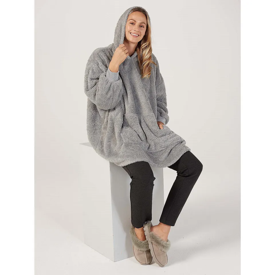 COZEE HOME FAUX FUR OVERSIZE SHERPA LIGHT GREY SIZE S