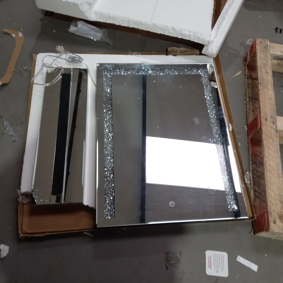 JM BY JULIEN MACDONALD LARGE ENCAPSULATED CRYSTAL LIGHT UP TABLE MIRROR COLLECTION ONLY